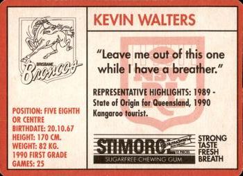 1991 Stimorol NRL #21 Kevin Walters Back